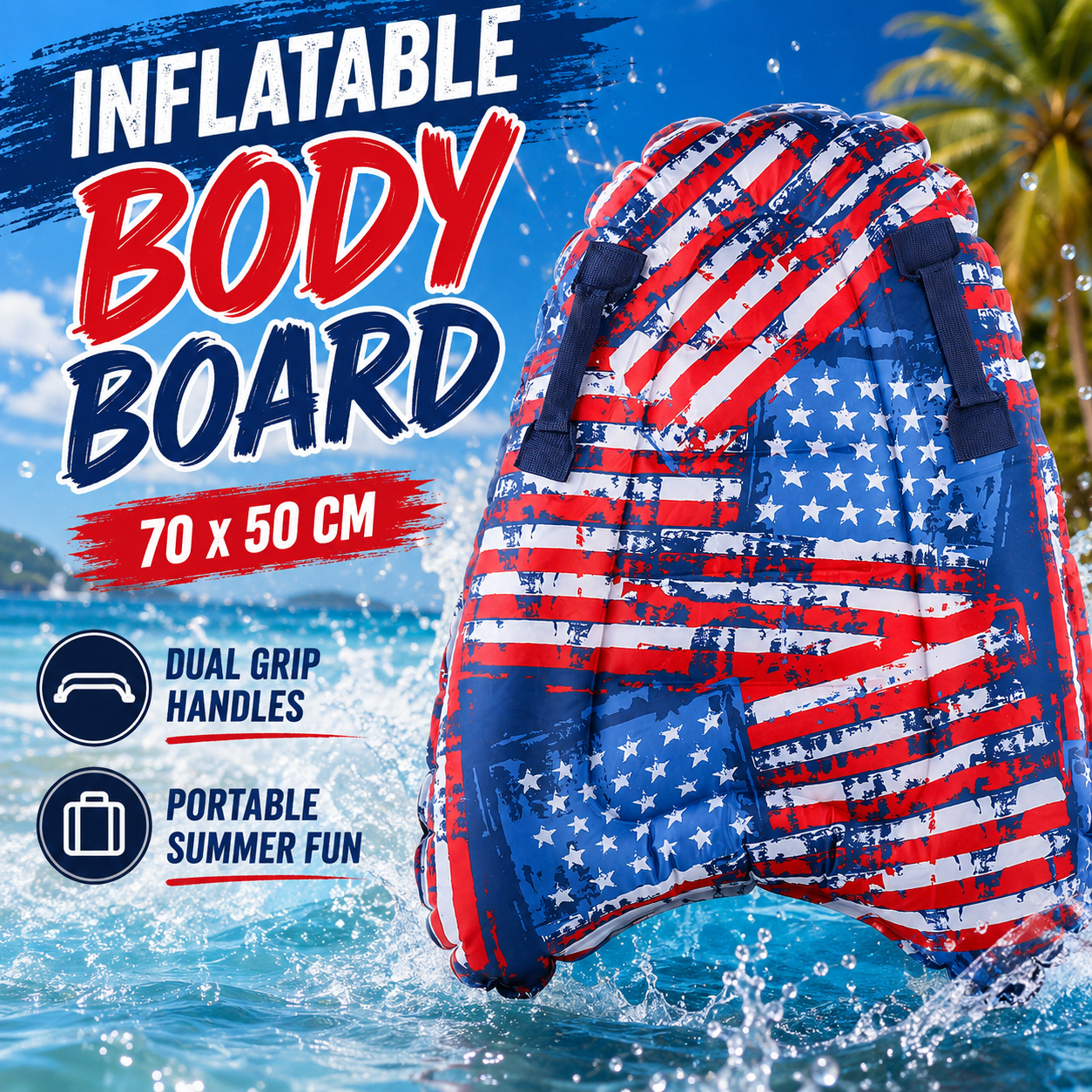 Bodyboard Boogie Board - Inflatable Body Board Surfboard Pool Float